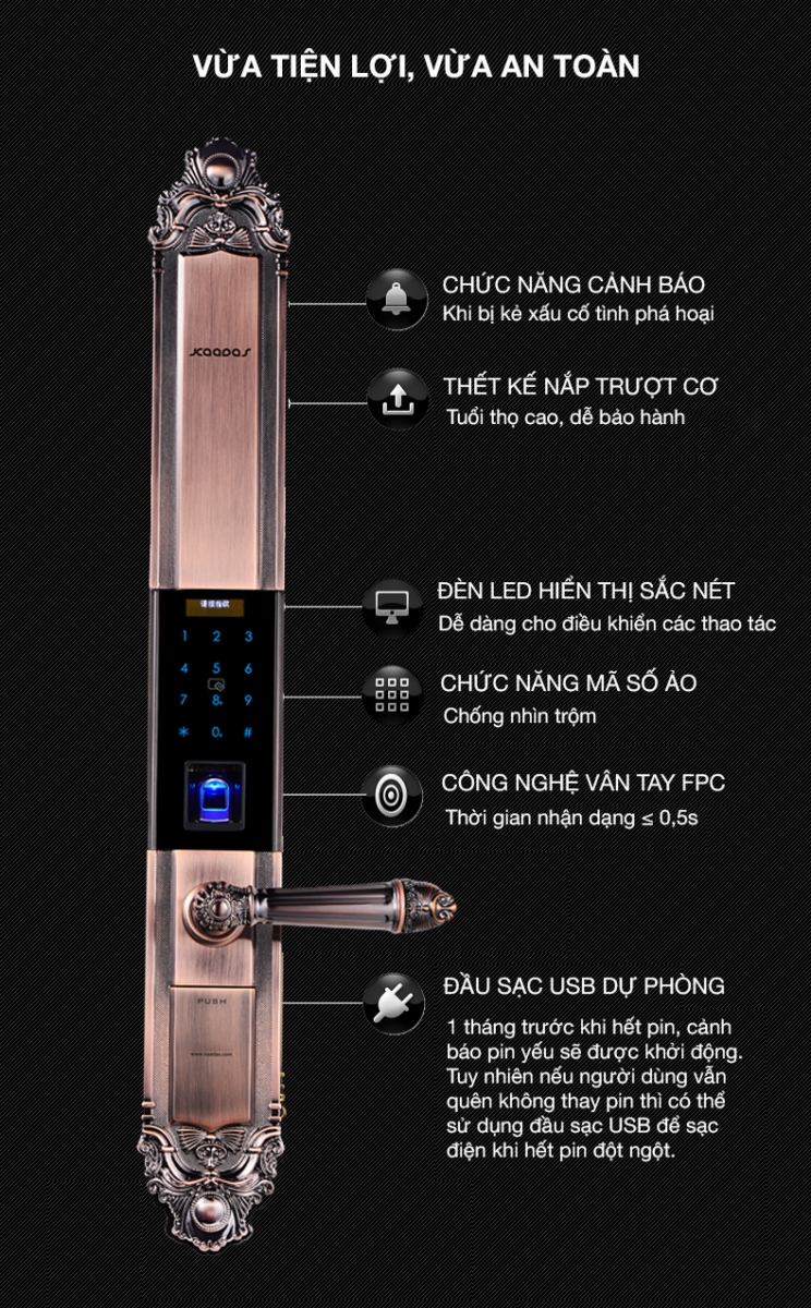 Khóa cửa vân tay Kaadas 6002