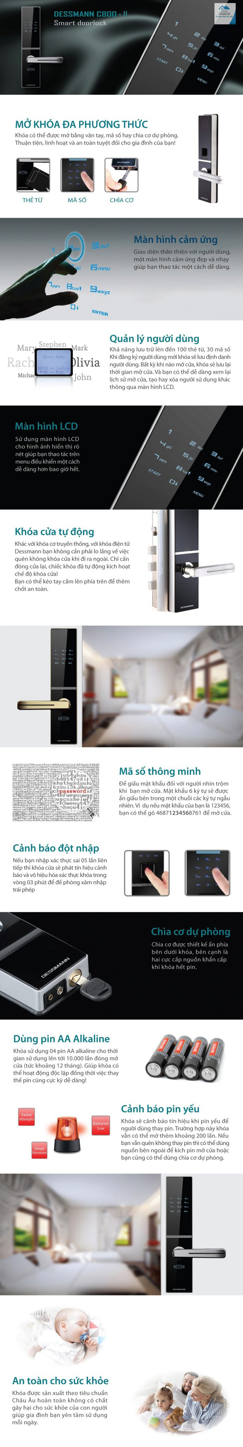 Khóa thẻ từ mã số Dessmann C800-II