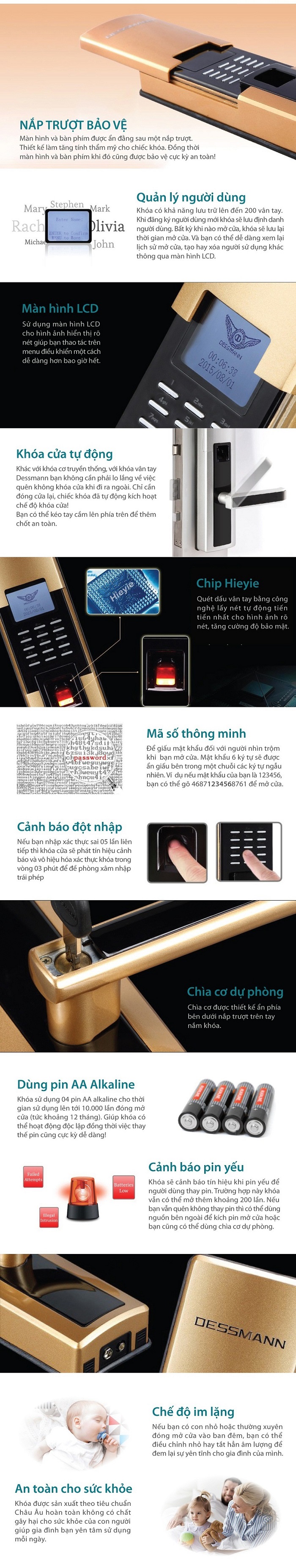 Khóa cửa vân tay Dessmann S510-II-Đức