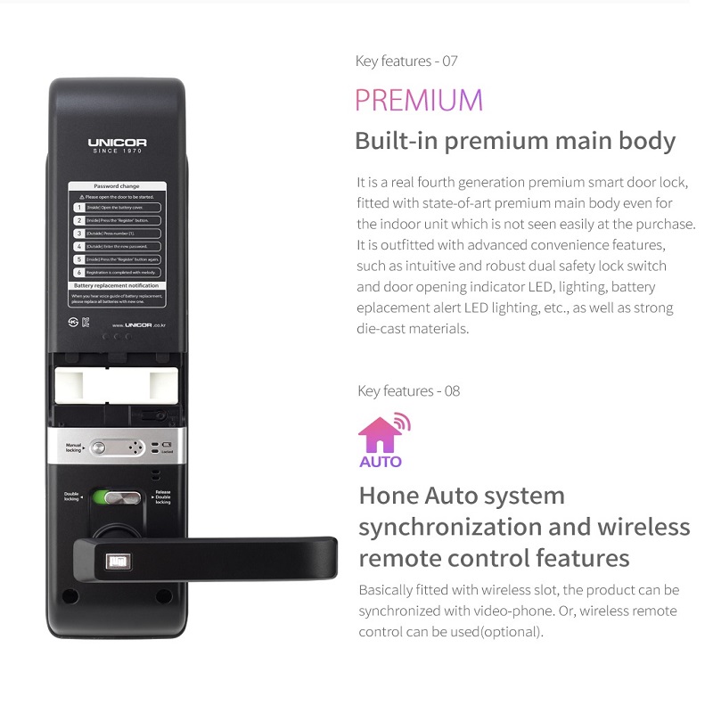 Khóa cửa vân tay Unicor UN-9000BWSK-F