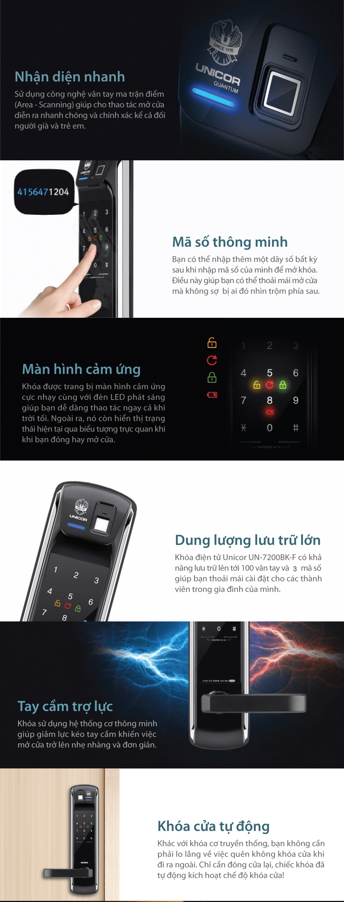 Khóa vân tay Unicor UN-7200BK-F